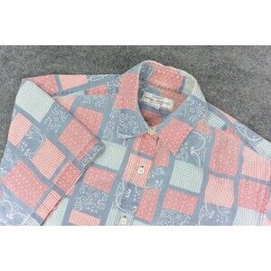 Guess‎ George Marciano Shirt Womens Med Pink Blue Patchwork